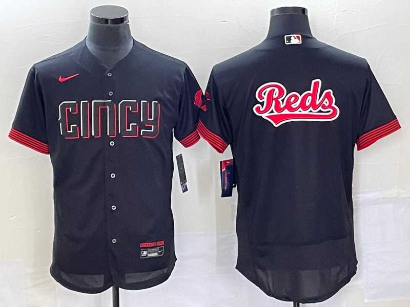 Men%27s Cincinnati Reds Blank Black 2023 City Connect Flex Base Stitched Jersey